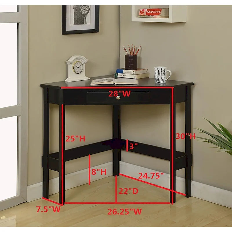Contemporary Wood 1-drawer Corner Desk