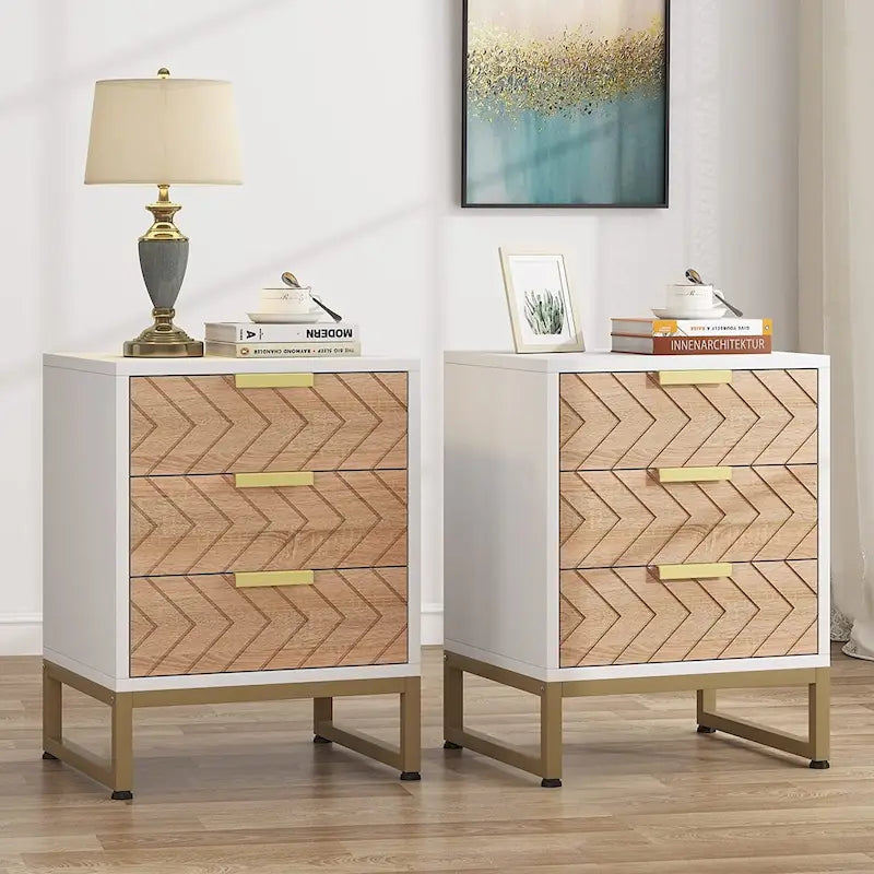 Table de chevet moderne avec 3 tiroirs pour chambre à coucher
