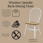 Chaise de salle à manger à dossier fuseau Windsor en bois massif International Concepts