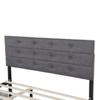 Lit gigogne capitonné en tissu de lin Queen Size avec tiroirs gris