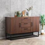 Bahut effet bois avec meuble de service à 3 tiroirs