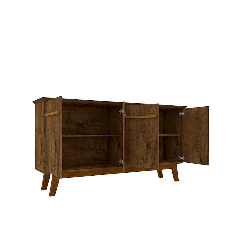 62.99 Side Cabinet — Solid Wood Legs, Double-Door Design; Color Scheme: Creamy White & Cinnamon