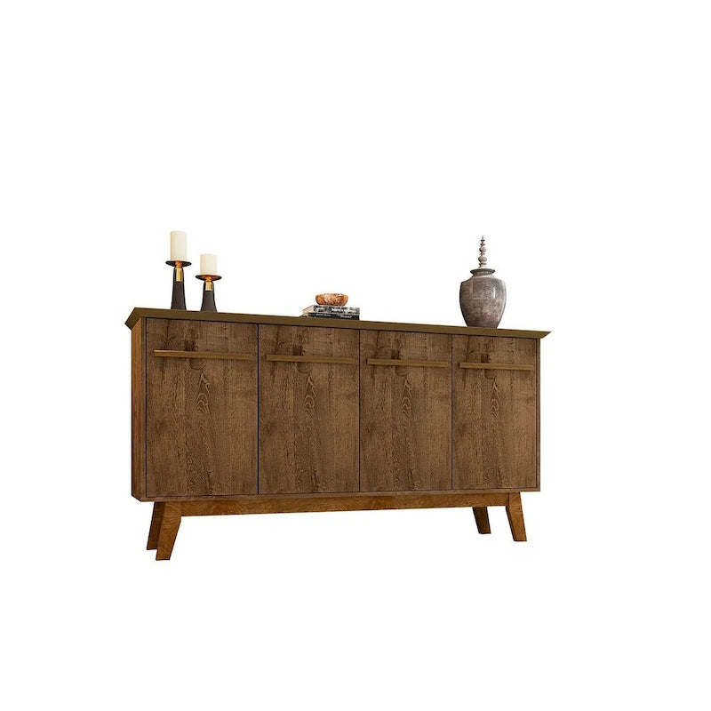 62.99 Meuble d'appoint — Pieds en bois massif, conception à double porte ; Couleurs : blanc crème et cannelle