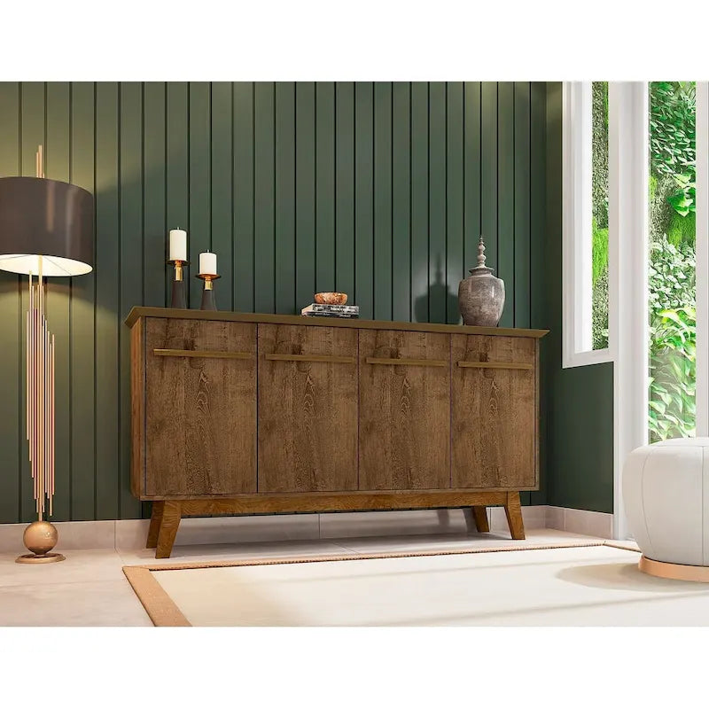 62.99 Meuble d'appoint — Pieds en bois massif, conception à double porte ; Couleurs : blanc crème et cannelle