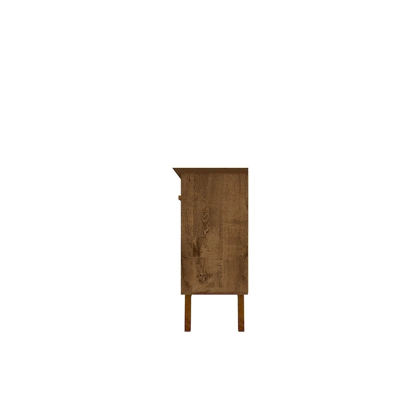 62.99 Meuble d'appoint — Pieds en bois massif, conception à double porte ; Couleurs : blanc crème et cannelle