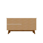 62.99 Meuble d'appoint — Pieds en bois massif, conception à double porte ; Couleurs : blanc crème et cannelle