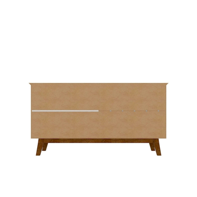 62.99 Meuble d'appoint — Pieds en bois massif, conception à double porte ; Couleurs : blanc crème et cannelle