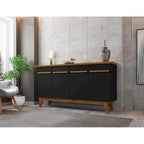62.99 Meuble d'appoint — Pieds en bois massif, conception à double porte ; Couleurs : blanc crème et cannelle