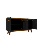 62.99 Meuble d'appoint — Pieds en bois massif, conception à double porte ; Couleurs : blanc crème et cannelle