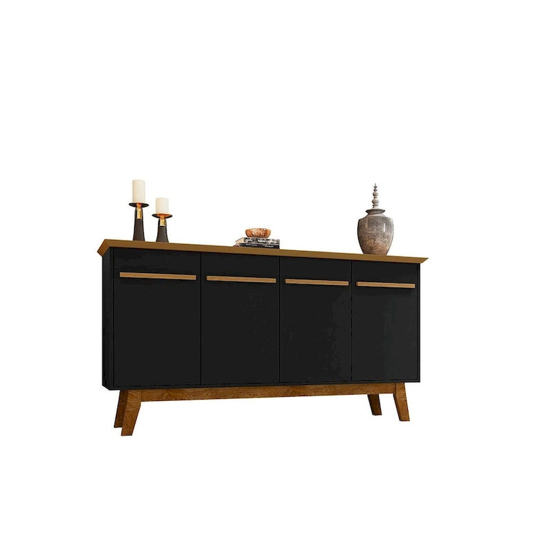 62.99 Meuble d'appoint — Pieds en bois massif, conception à double porte ; Couleurs : blanc crème et cannelle