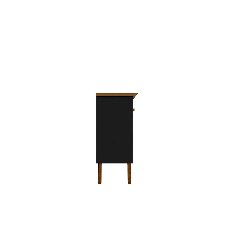62.99 Meuble d'appoint — Pieds en bois massif, conception à double porte ; Couleurs : blanc crème et cannelle