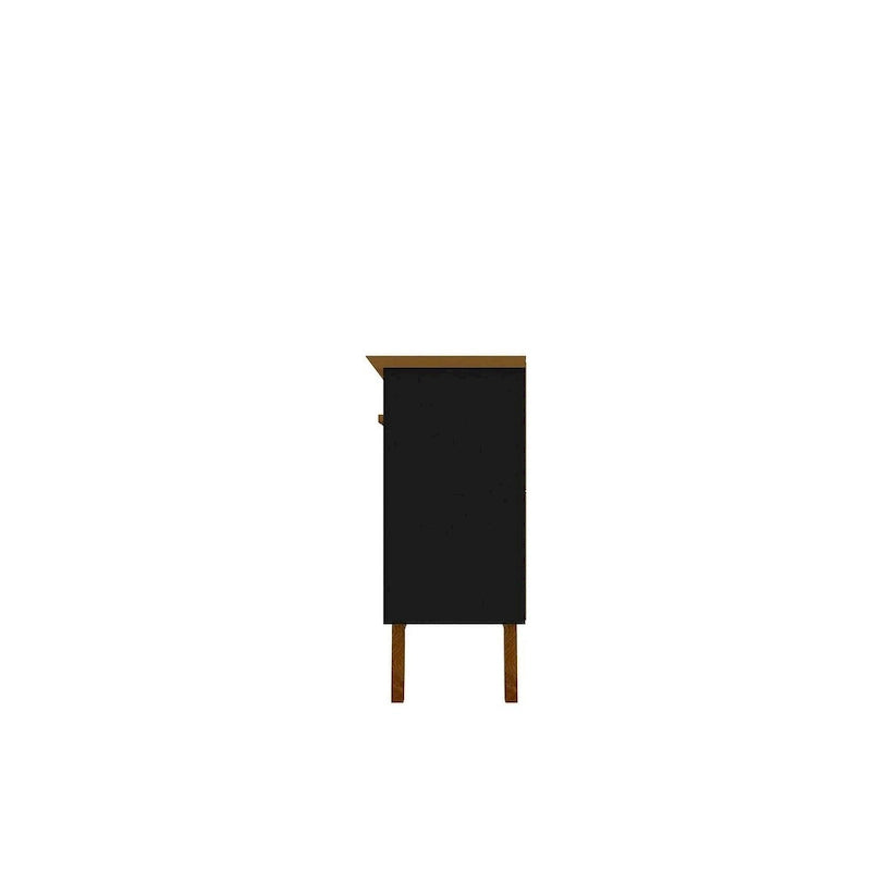 62.99 Meuble d'appoint — Pieds en bois massif, conception à double porte ; Couleurs : blanc crème et cannelle