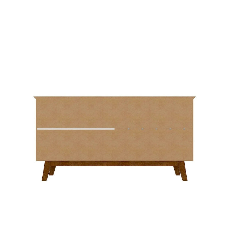 62.99 Meuble d'appoint — Pieds en bois massif, conception à double porte ; Couleurs : blanc crème et cannelle