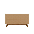 62.99 Meuble d'appoint — Pieds en bois massif, conception à double porte ; Couleurs : blanc crème et cannelle