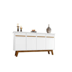 62.99 Meuble d'appoint — Pieds en bois massif, conception à double porte ; Couleurs : blanc crème et cannelle