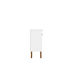 62.99 Meuble d'appoint — Pieds en bois massif, conception à double porte ; Couleurs : blanc crème et cannelle
