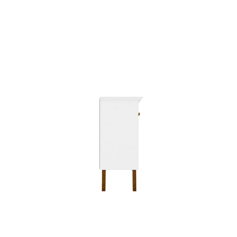 62.99 Meuble d'appoint — Pieds en bois massif, conception à double porte ; Couleurs : blanc crème et cannelle