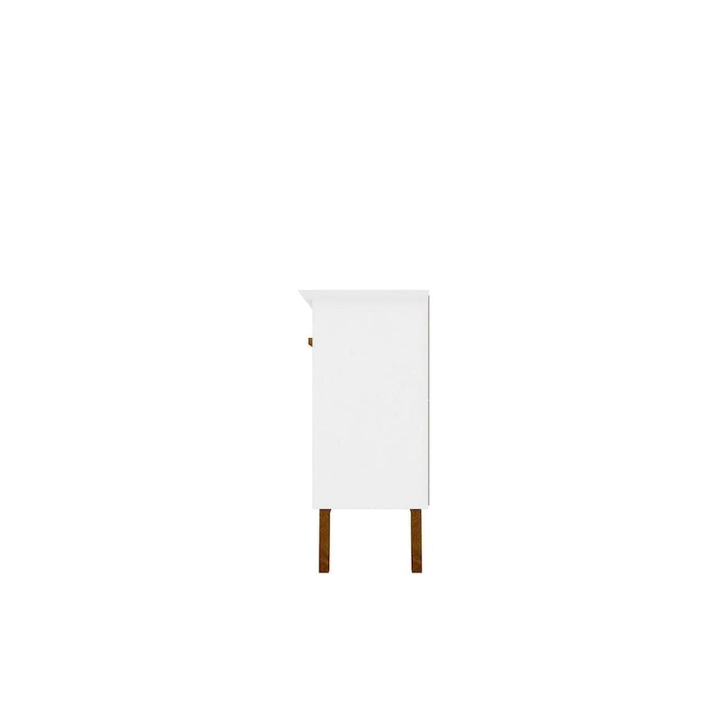 62.99 Meuble d'appoint — Pieds en bois massif, conception à double porte ; Couleurs : blanc crème et cannelle