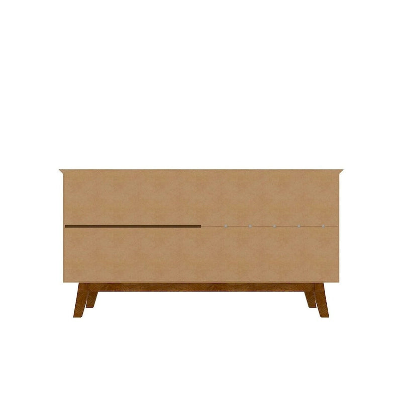 62.99 Meuble d'appoint — Pieds en bois massif, conception à double porte ; Couleurs : blanc crème et cannelle