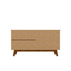 62.99 Meuble d'appoint — Pieds en bois massif, conception à double porte ; Couleurs : blanc crème et cannelle