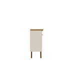 62.99 Meuble d'appoint — Pieds en bois massif, conception à double porte ; Couleurs : blanc crème et cannelle