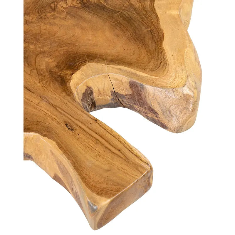 Étagère en teck à bord naturel (avec base en fer)