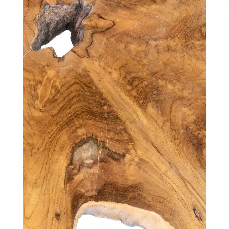 Étagère en teck à bord naturel (avec base en fer)