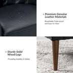 Classic Genuine Leather Barrel Chair With Wooden Legs