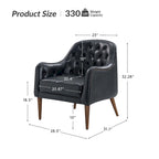 Classic Genuine Leather Barrel Chair With Wooden Legs