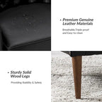 Classic Genuine Leather Barrel Chair With Wooden Legs