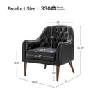 Classic Genuine Leather Barrel Chair With Wooden Legs