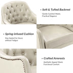 Classic Genuine Leather Barrel Chair With Wooden Legs