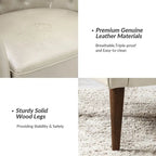 Classic Genuine Leather Barrel Chair With Wooden Legs