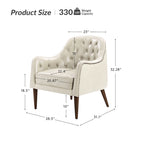 Classic Genuine Leather Barrel Chair With Wooden Legs