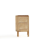 Table d'appoint — Noir avec rotin tressé naturel
