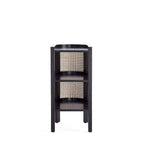 Table d'appoint — Noir avec rotin tressé naturel