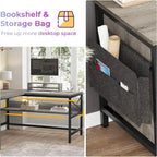 Bureau d'ordinateur en L, tiroir, multiprise, meuble de rangement, sac de rangement