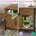 Bureau d'ordinateur en L, tiroir, multiprise, meuble de rangement, sac de rangement