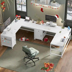 Bureau d'ordinateur en L, tiroir, multiprise, meuble de rangement, sac de rangement