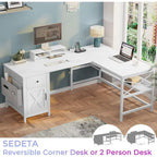 Bureau d'ordinateur en L, tiroir, multiprise, meuble de rangement, sac de rangement