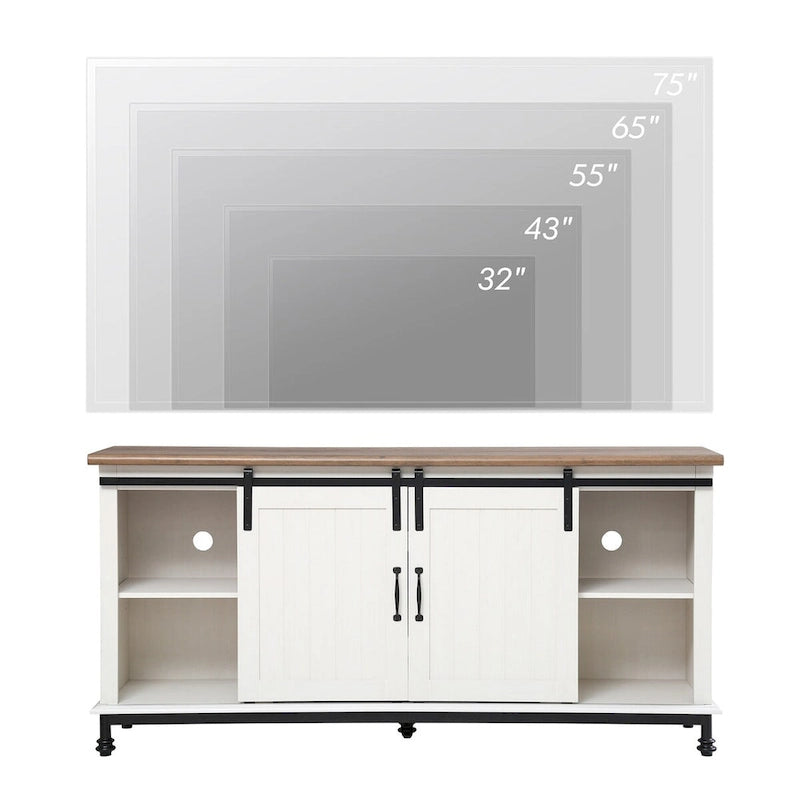 Farmhouse-Style Barn Door TV Stand — Storage Cabinet & Entertainment Center, Fits TVs Up to 65 Inches