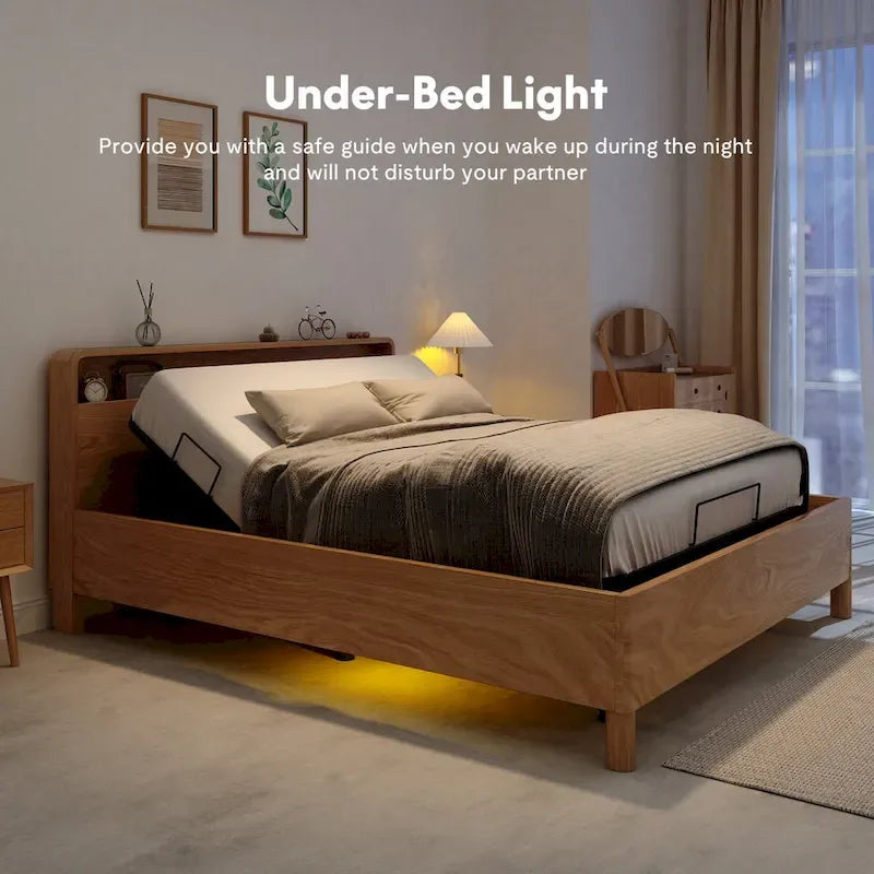 Sommier électrique Twin XL / Queen / King Split — Design zéro jeu, mode zéro gravité, inclut des arrêts matelas