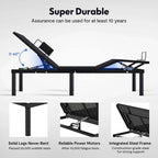 Sommier électrique Twin XL / Queen / King Split — Design zéro jeu, mode zéro gravité, inclut des arrêts matelas