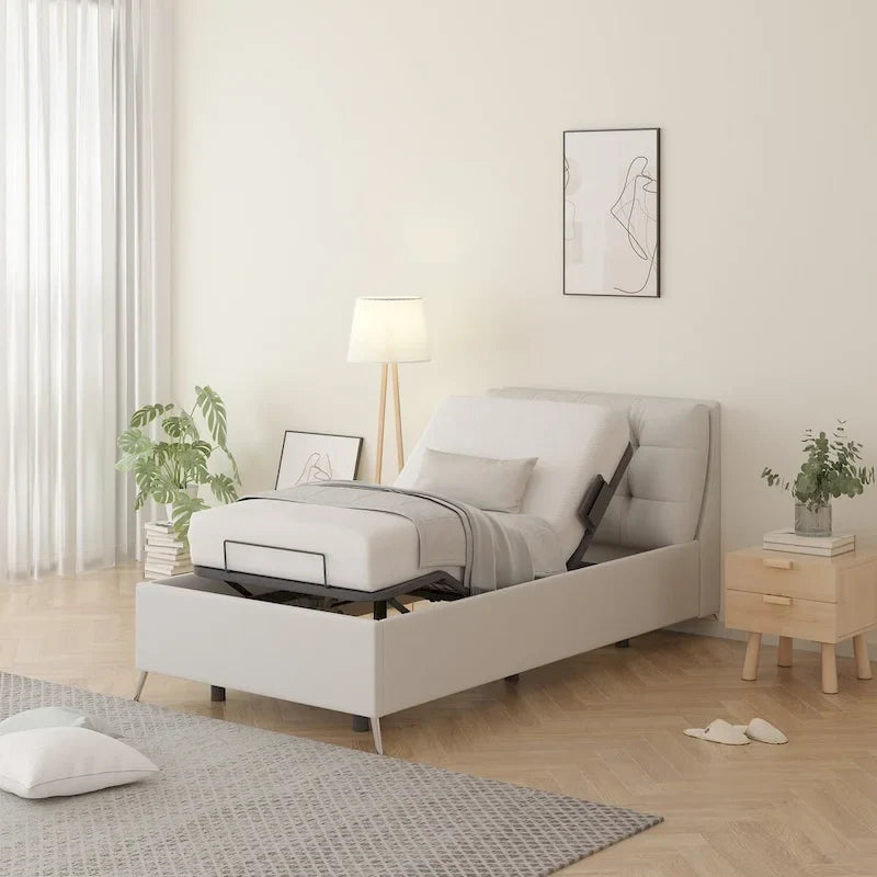 Sommier électrique Twin XL / Queen / King Split — Design zéro jeu, mode zéro gravité, inclut des arrêts matelas