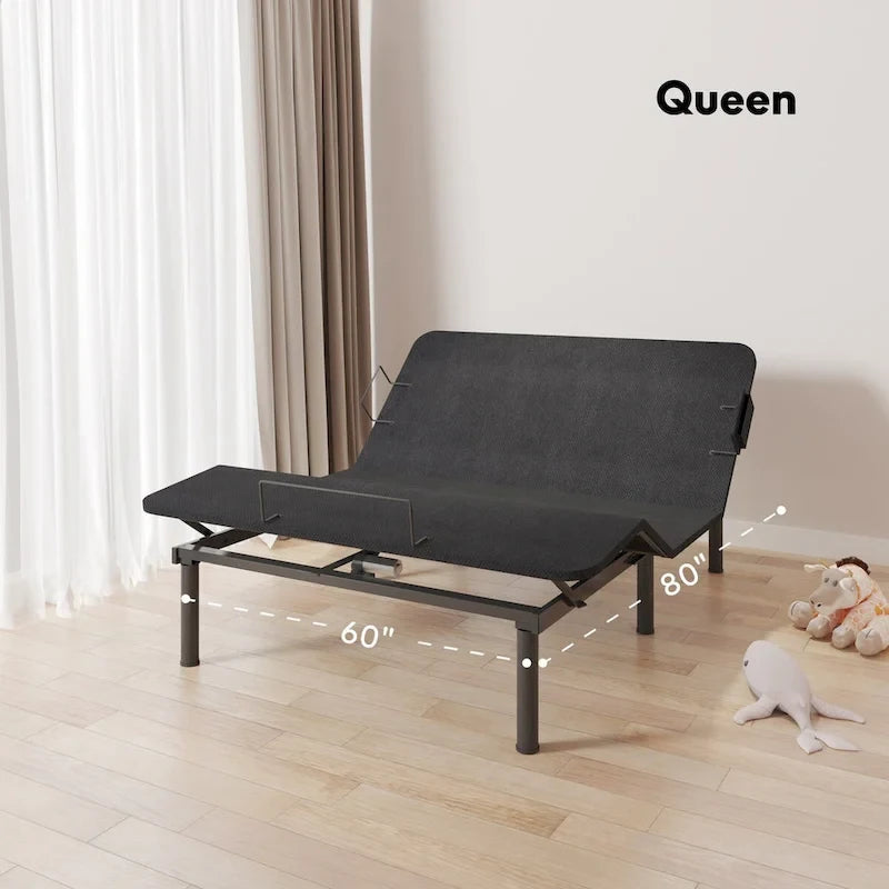 Sommier électrique Twin XL / Queen / King Split — Design zéro jeu, mode zéro gravité, inclut des arrêts matelas