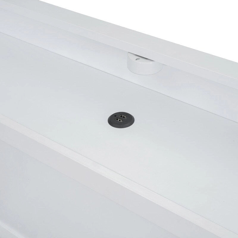 Lit plateforme avec étagères intégrées, lumières LED et ports USB, taille double/simple