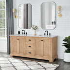 Meuble sous-vasque Hervas avec plateau en marbre naturel, sans miroir