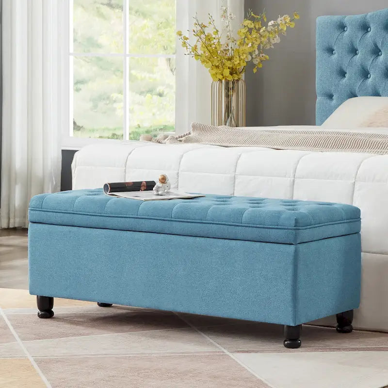 Upholstered Tufted Button Storage Bench