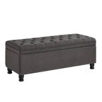 Banc de rangement capitonné en tissu avec boutons