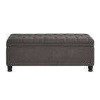 Banc de rangement capitonné en tissu avec boutons